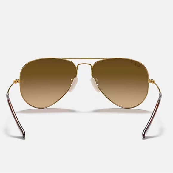 Ray Ban Sunglasses RB3025 001/M2 Polarized Aviator Large Metal 58-14 - Gold Brwn - Picture 4 of 14